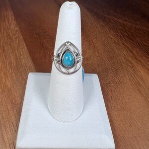 Nevada Turquoise Ring .925 Solid Sterling Silver - Sz 7